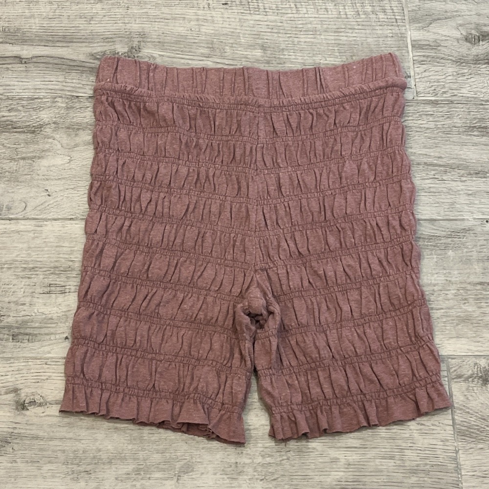 Free People Beach Rib Knot Shorts Sz XS Dusty Pink Rose Linen Blend
